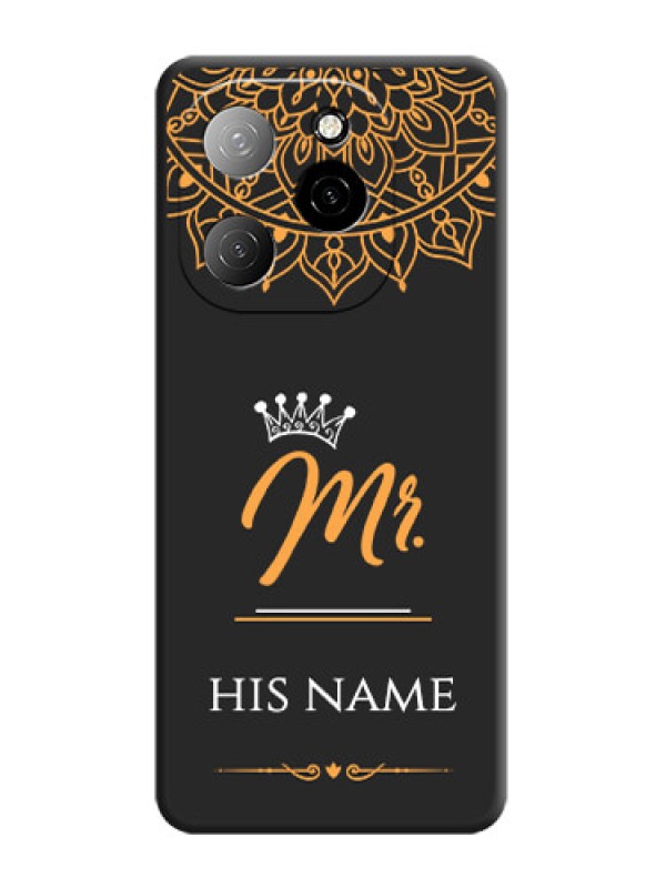 Custom Mr Name with Floral Design On Space Black Custom Soft Matte Mobile Back Cover - Spark 20 Pro 5G