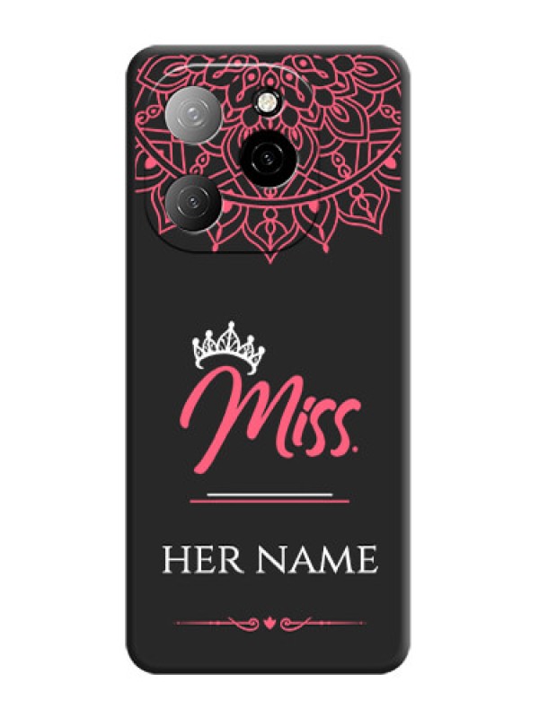 Custom Mrs Name with Floral Design On Space Black Custom Soft Matte Mobile Back Cover - Spark 20 Pro 5G