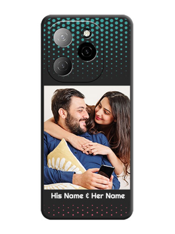 Custom Faded Dots with Grunge Photo Frame and Text On Space Black Custom Soft Matte Mobile Back Cover - Spark 20 Pro 5G