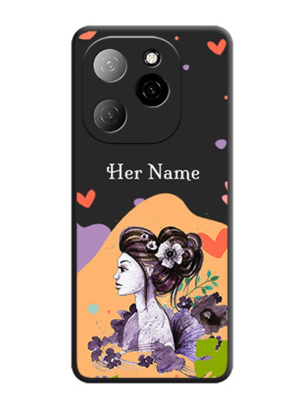 Custom Namecase For Her With Fancy Lady Image On Space Black Custom Soft Matte Mobile Back Cover - Spark 20 Pro 5G