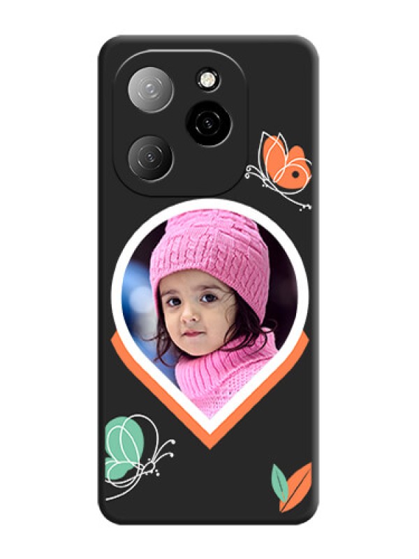 Custom Upload Pic With Simple Butterly Design On Space Black Custom Soft Matte Mobile Back Cover - Spark 20 Pro 5G