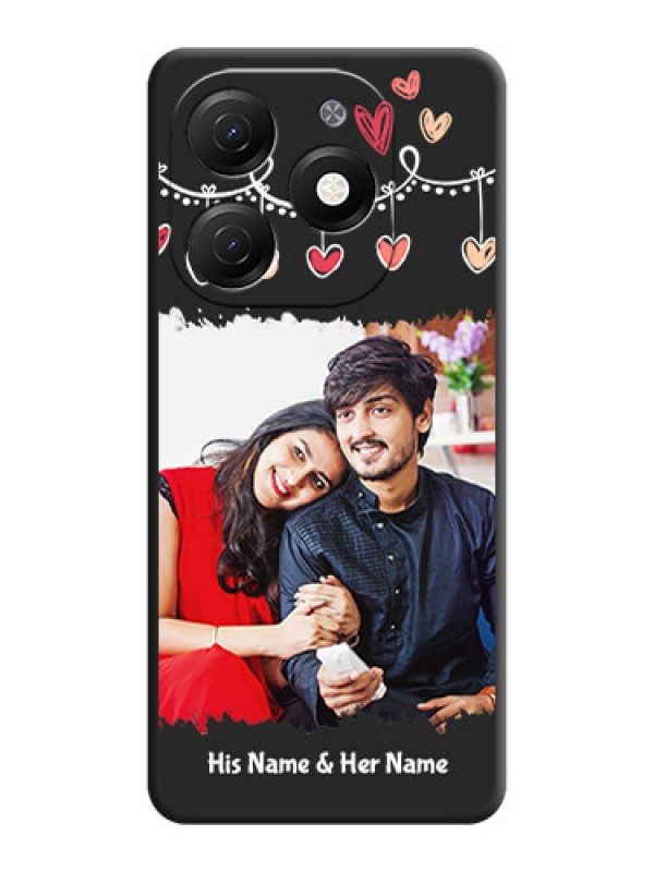 Custom Pink Love Hangings with Name on Space Black Custom Soft Matte Phone Cases - Tecno Spark 20