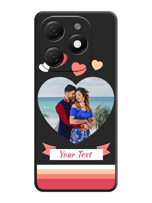 Custom Love Shaped Photo with Colorful Stripes on Personalised Space Black Soft Matte Cases - Tecno Spark 20