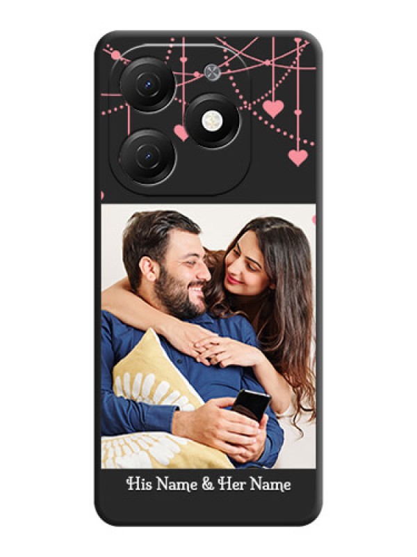Custom Pink Love Hangings with Text on Space Black Custom Soft Matte Back Cover - Tecno Spark 20