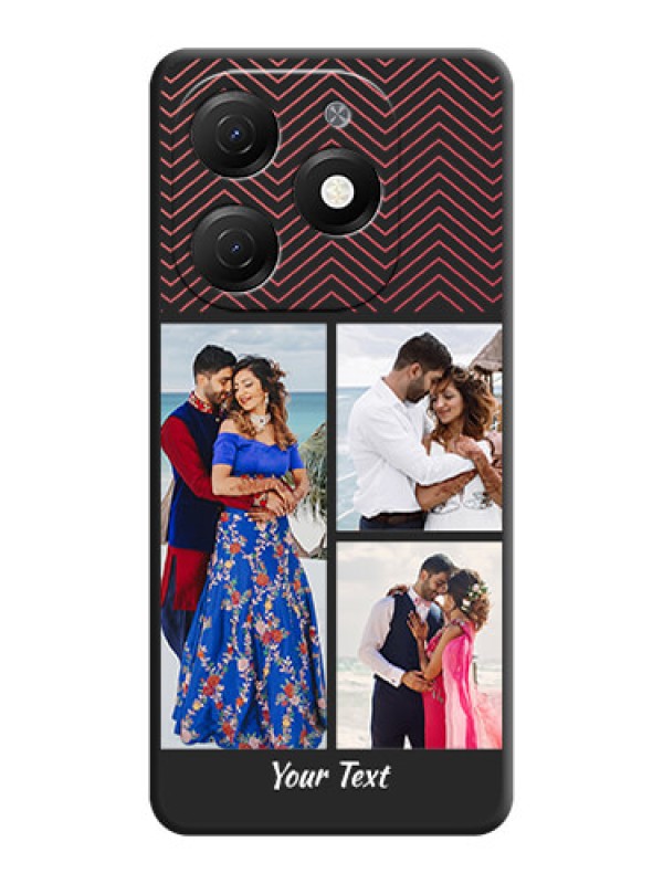 Custom Wave Pattern with 3 Image Holder on Space Black Custom Soft Matte Back Cover - Tecno Spark 20