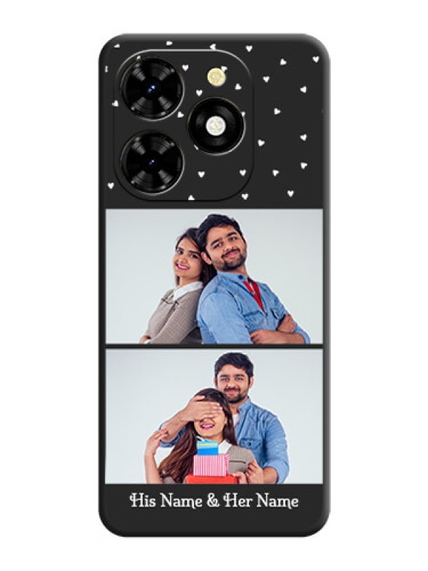 Custom Miniature Love Symbols with Name on Space Black Custom Soft Matte Back Cover - Tecno Spark 20C