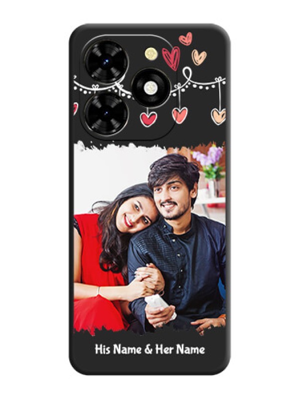 Custom Pink Love Hangings with Name on Space Black Custom Soft Matte Phone Cases - Tecno Spark 20C