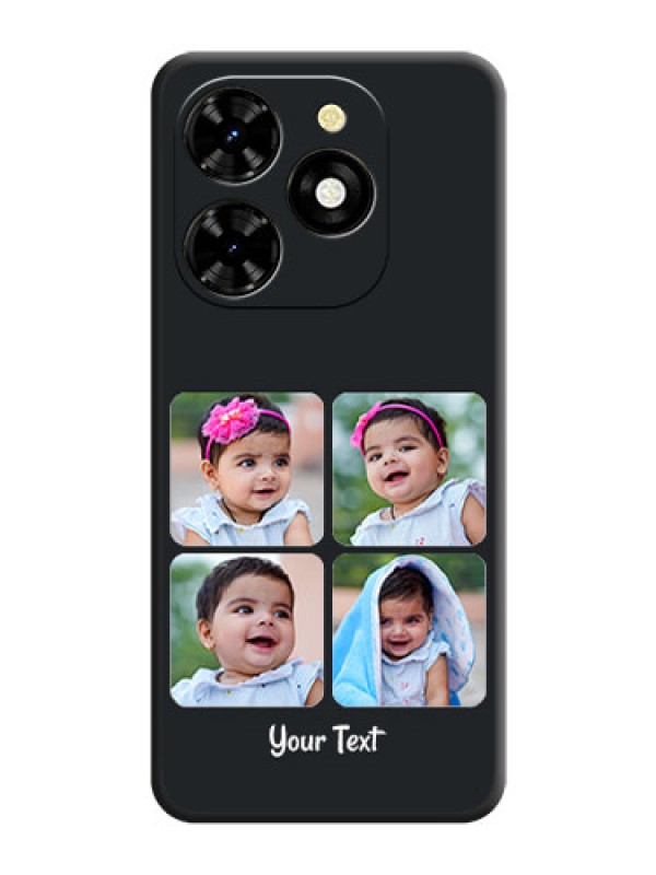 Custom Floral Art with 6 Image Holder - Photo on Space Black Soft Matte Mobile Case - Tecno Spark 20C