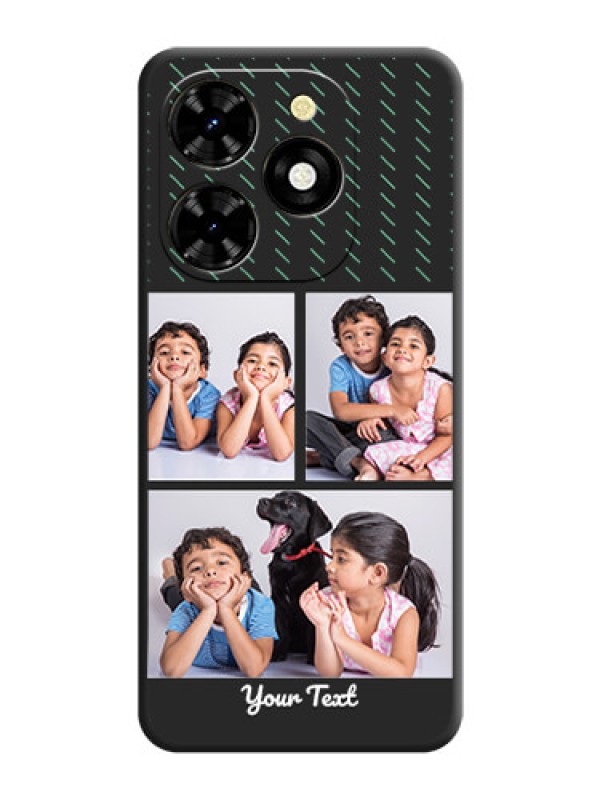 Custom Cross Dotted Pattern with 2 Image Holder on Personalised Space Black Soft Matte Cases - Tecno Spark 20C