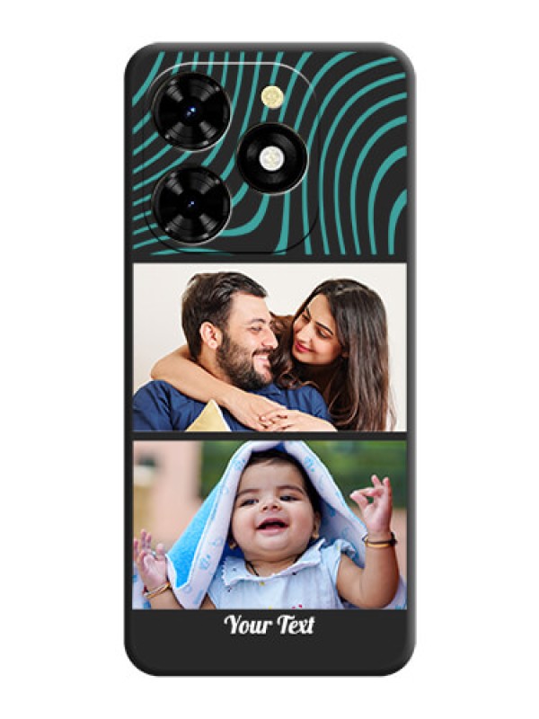 Custom Wave Pattern with 2 Image Holder on Space Black Personalized Soft Matte Phone Covers - Tecno Spark 20C