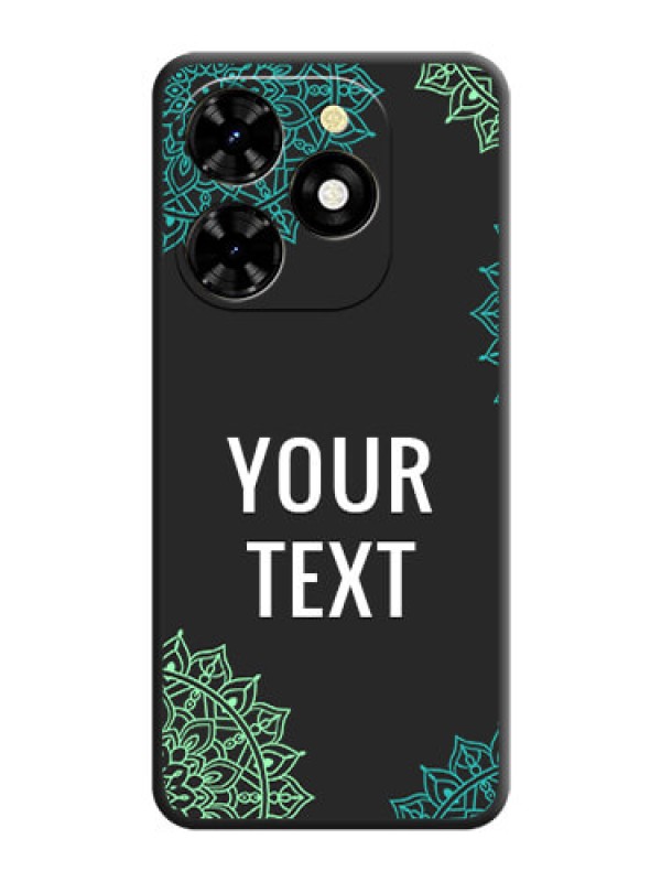 Custom Your Name with Floral Design on Space Black Custom Soft Matte Back Cover - Tecno Spark 20C
