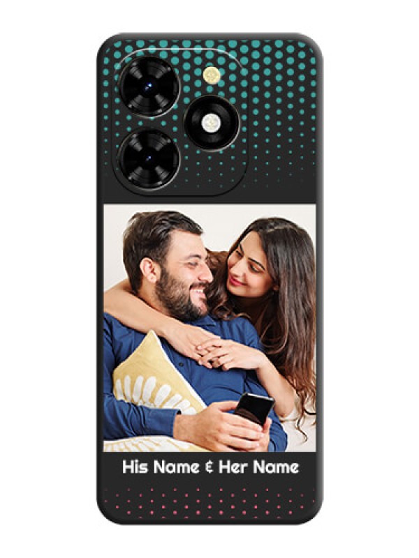 Custom Faded Dots with Grunge Photo Frame and Text on Space Black Custom Soft Matte Phone Cases - Tecno Spark 20C