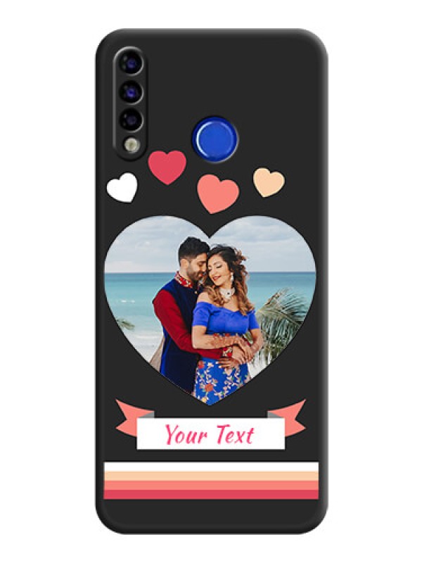Custom Love Shaped Photo with Colorful Stripes on Personalised Space Black Soft Matte Cases - Tecno Spark 4