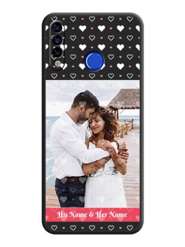 Custom White Color Love Symbols with Text Design on Photo on Space Black Soft Matte Phone Cover - Tecno Spark 4
