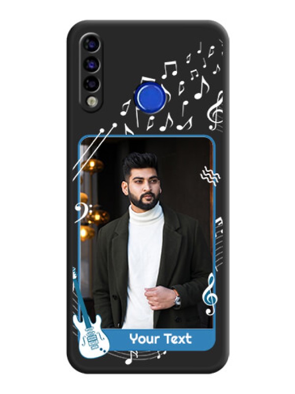 Custom Musical Theme Design with Text on Photo on Space Black Soft Matte Mobile Case - Tecno Spark 4