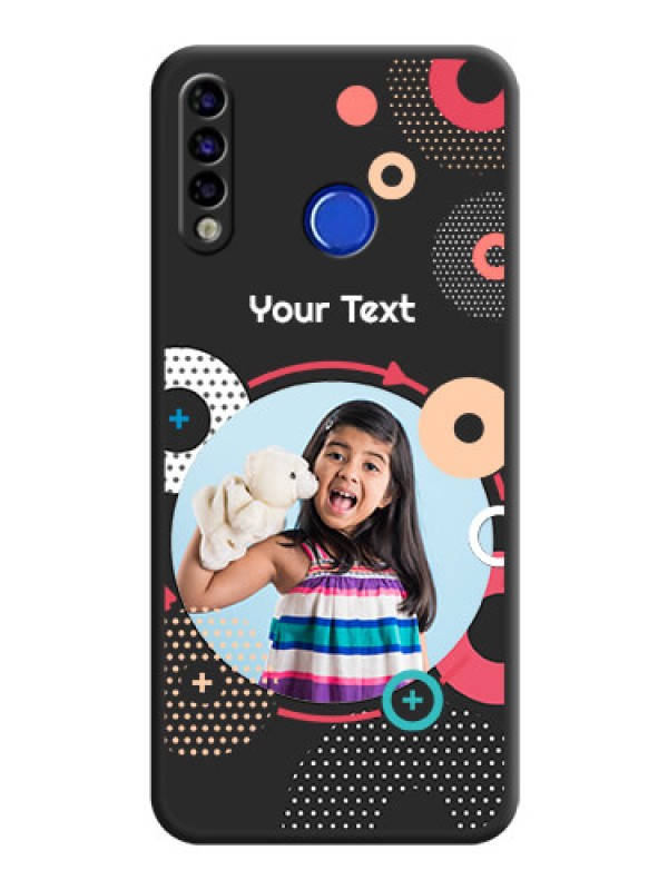 Custom Multicoloured Round Image on Personalised Space Black Soft Matte Cases - Tecno Spark 4