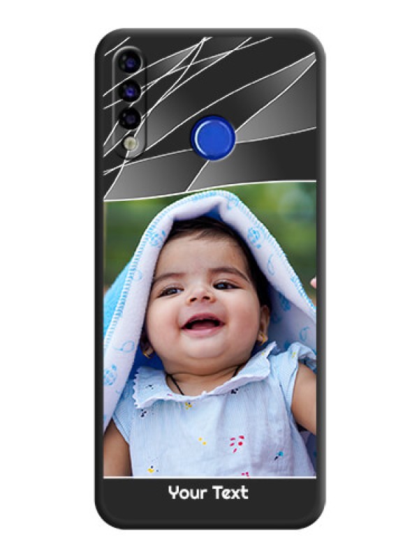 Custom Mixed Wave Lines on Photo on Space Black Soft Matte Mobile Cover - Tecno Spark 4
