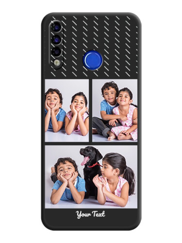 Custom Cross Dotted Pattern with 2 Image Holder  on Personalised Space Black Soft Matte Cases - Tecno Spark 4