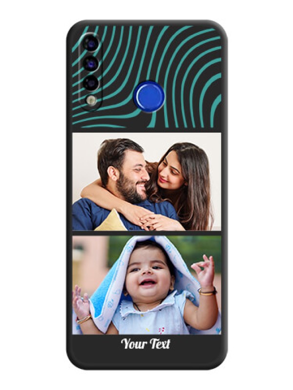 Custom Wave Pattern with 2 Image Holder on Space Black Personalized Soft Matte Phone Covers - Tecno Spark 4