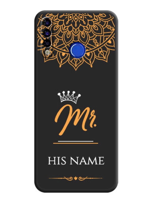 Custom Mr Name with Floral Design  on Personalised Space Black Soft Matte Cases - Tecno Spark 4