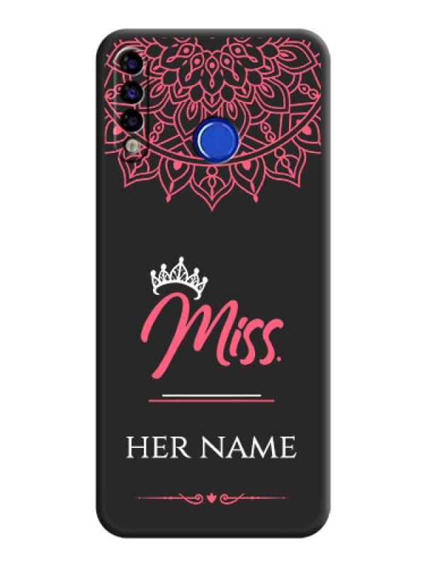 Custom Mrs Name with Floral Design on Space Black Personalized Soft Matte Phone Covers - Tecno Spark 4