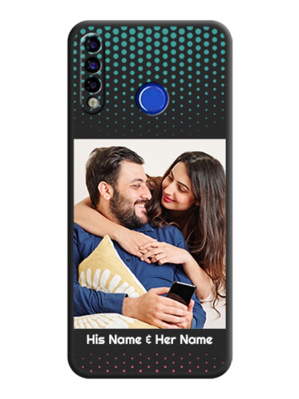Custom Faded Dots with Grunge Photo Frame and Text on Space Black Custom Soft Matte Phone Cases - Tecno Spark 4