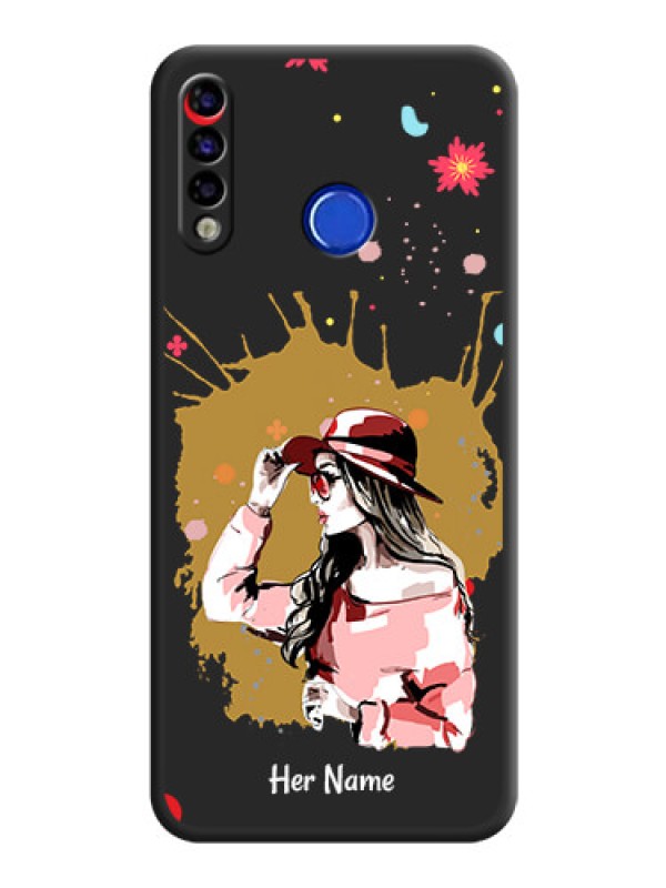 Custom Mordern Lady With Color Splash Background With Custom Text On Space Black Personalized Soft Matte Phone Covers -Tecno Spark 4