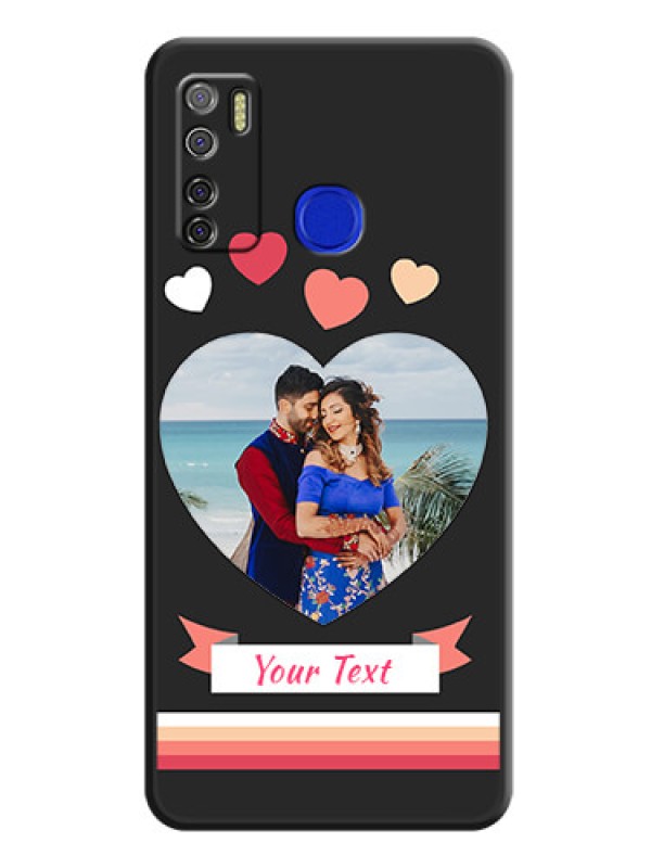Custom Love Shaped Photo with Colorful Stripes on Personalised Space Black Soft Matte Cases - Tecno Spark 5 Pro