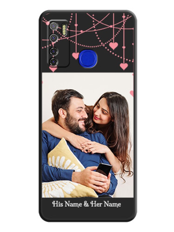 Custom Pink Love Hangings with Text on Space Black Custom Soft Matte Back Cover - Tecno Spark 5 Pro