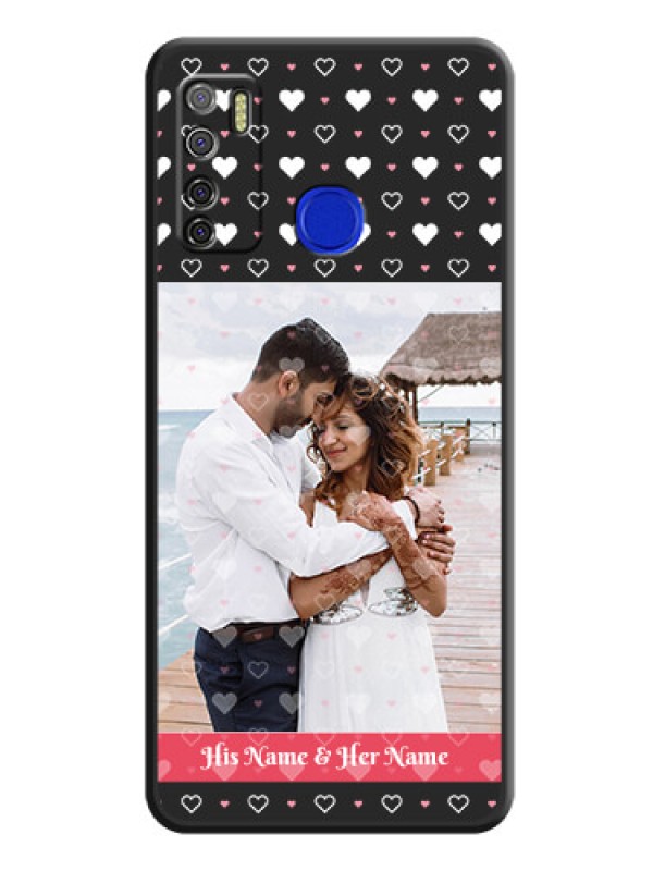 Custom White Color Love Symbols with Text Design on Photo on Space Black Soft Matte Phone Cover - Tecno Spark 5 Pro
