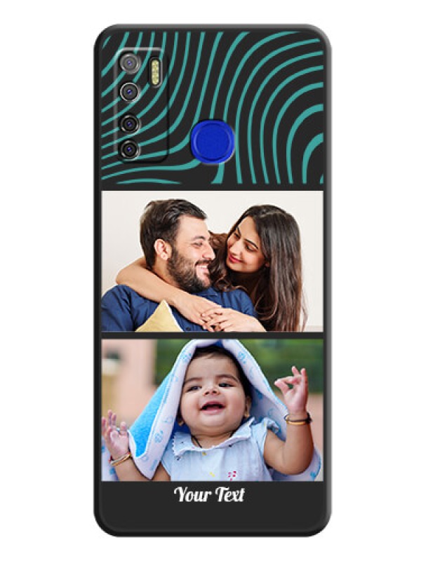 Custom Wave Pattern with 2 Image Holder on Space Black Personalized Soft Matte Phone Covers - Tecno Spark 5 Pro