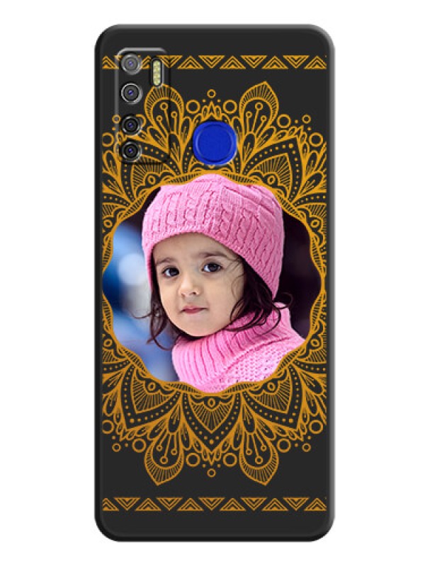Custom Round Image with Floral Design on Photo on Space Black Soft Matte Mobile Cover - Tecno Spark 5 Pro