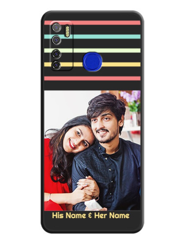 Custom Color Stripes with Photo and Text on Photo on Space Black Soft Matte Mobile Case - Tecno Spark 5 Pro