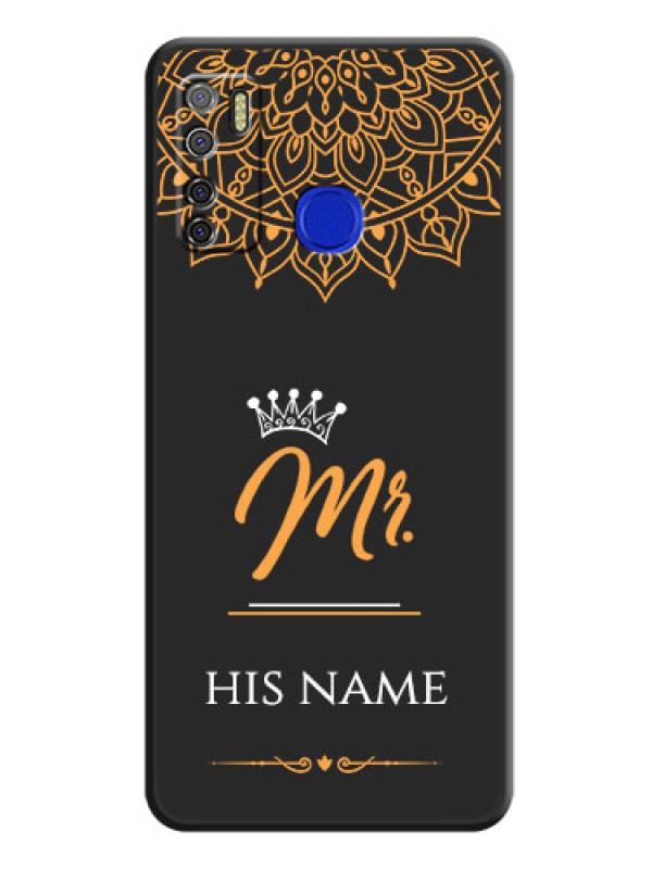 Custom Mr Name with Floral Design  on Personalised Space Black Soft Matte Cases - Tecno Spark 5 Pro