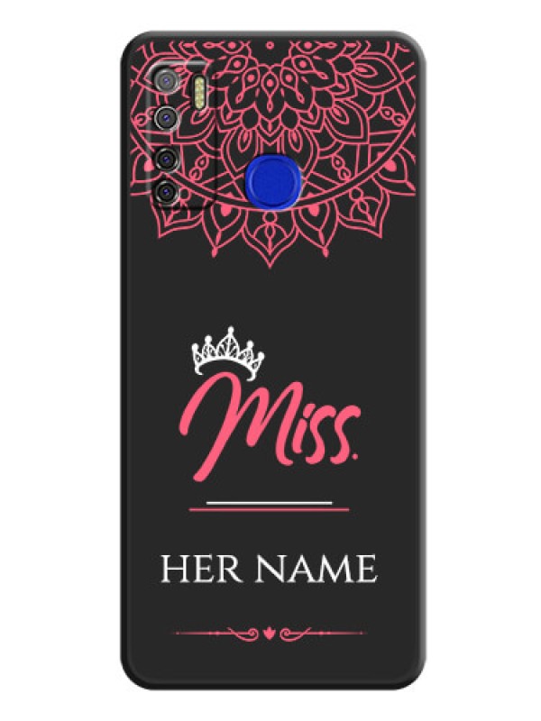 Custom Mrs Name with Floral Design on Space Black Personalized Soft Matte Phone Covers - Tecno Spark 5 Pro