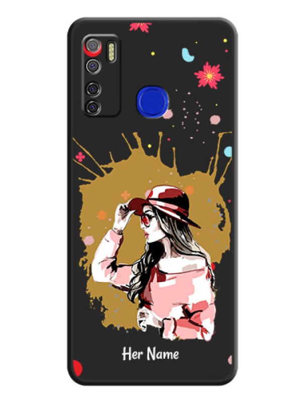 Custom Mordern Lady With Color Splash Background With Custom Text On Space Black Personalized Soft Matte Phone Covers -Tecno Spark 5 Pro
