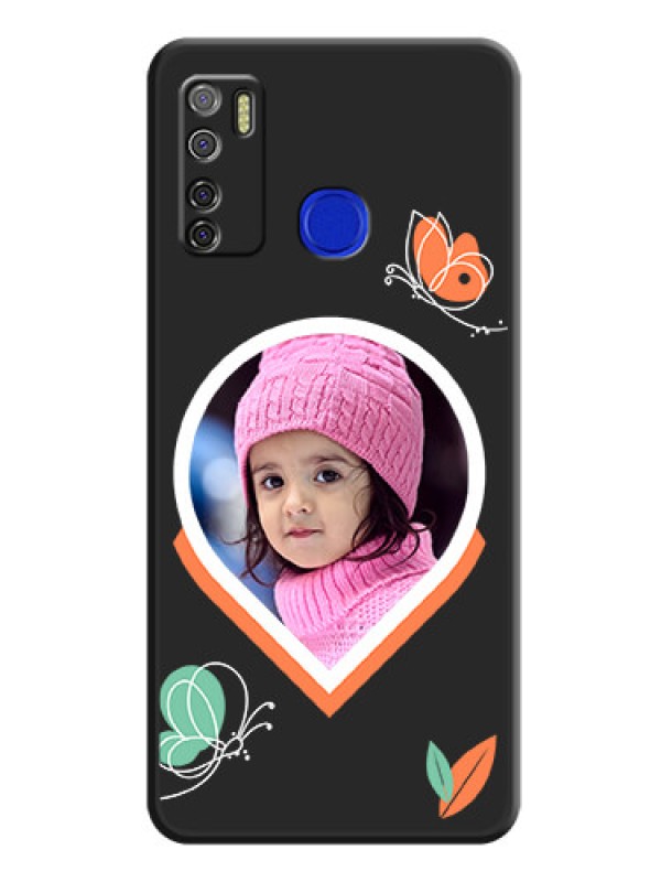 Custom Upload Pic With Simple Butterly Design On Space Black Personalized Soft Matte Phone Covers -Tecno Spark 5 Pro
