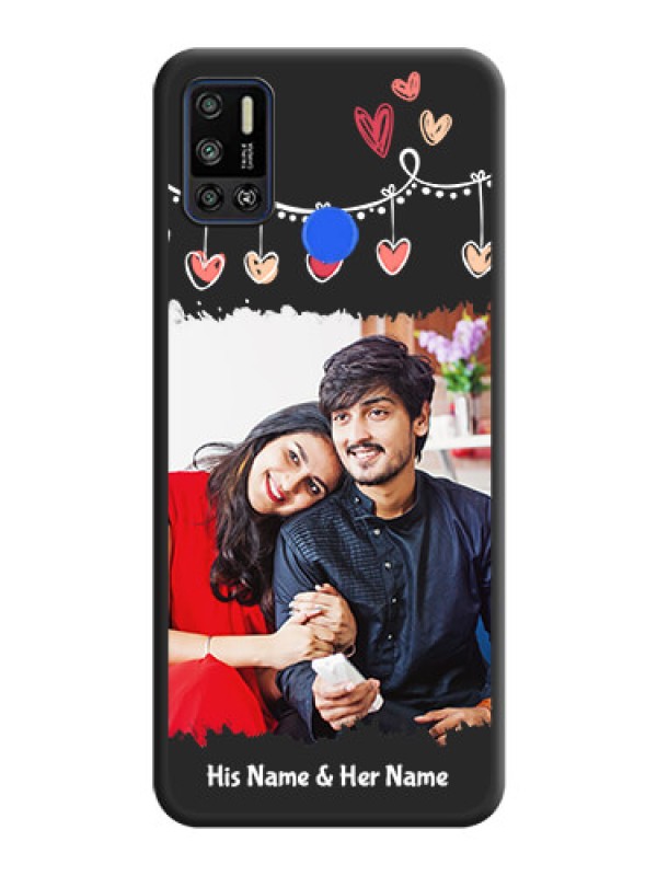 Custom Pink Love Hangings with Name on Space Black Custom Soft Matte Phone Cases - Tecno Spark 6 Air