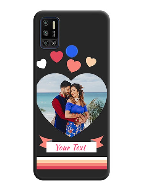 Custom Love Shaped Photo with Colorful Stripes on Personalised Space Black Soft Matte Cases - Tecno Spark 6 Air