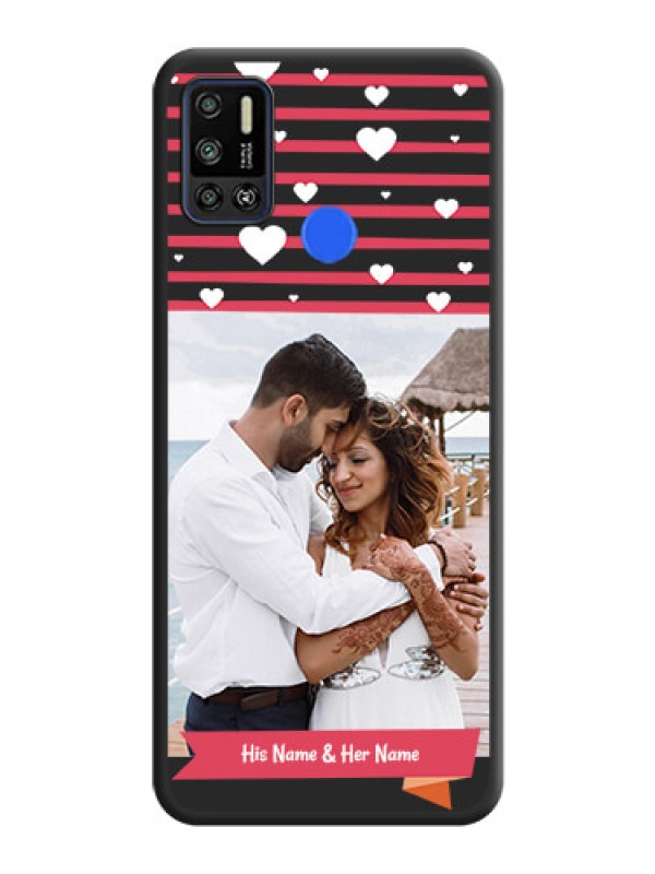 Custom White Color Love Symbols with Pink Lines Pattern on Space Black Custom Soft Matte Phone Cases - Tecno Spark 6 Air