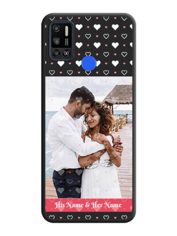 Custom White Color Love Symbols with Text Design on Photo on Space Black Soft Matte Phone Cover - Tecno Spark 6 Air