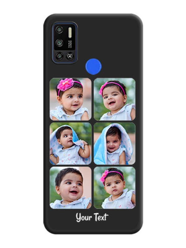 Custom Floral Art with 6 Image Holder on Photo on Space Black Soft Matte Mobile Case - Tecno Spark 6 Air
