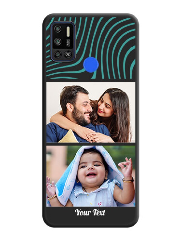 Custom Wave Pattern with 2 Image Holder on Space Black Personalized Soft Matte Phone Covers - Tecno Spark 6 Air