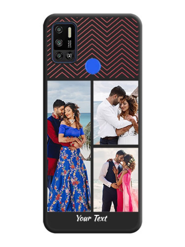 Custom Wave Pattern with 3 Image Holder on Space Black Custom Soft Matte Back Cover - Tecno Spark 6 Air