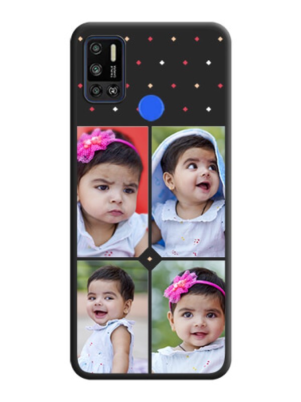 Custom Multicolor Dotted Pattern with 4 Image Holder on Space Black Custom Soft Matte Phone Cases - Tecno Spark 6 Air
