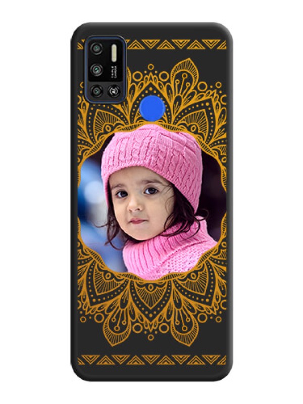 Custom Round Image with Floral Design on Photo on Space Black Soft Matte Mobile Cover - Tecno Spark 6 Air