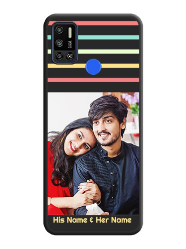 Custom Color Stripes with Photo and Text on Photo on Space Black Soft Matte Mobile Case - Tecno Spark 6 Air
