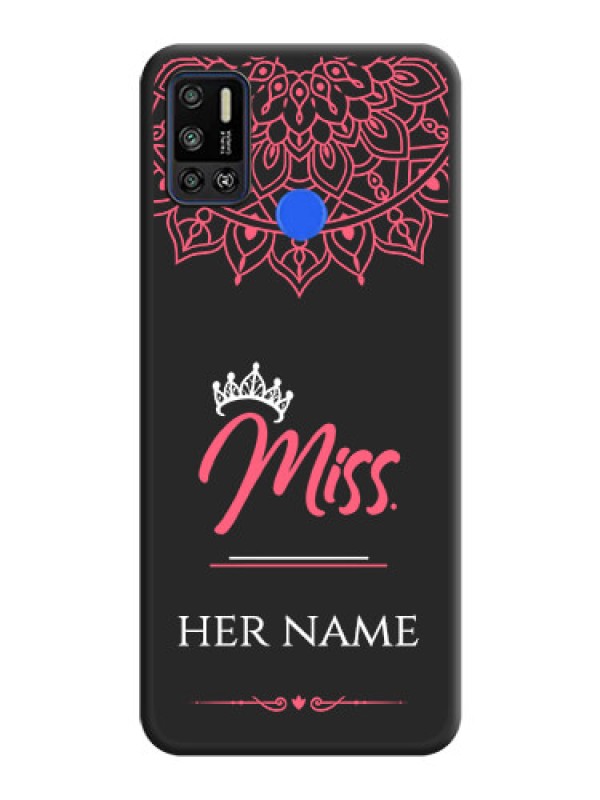 Custom Mrs Name with Floral Design on Space Black Personalized Soft Matte Phone Covers - Tecno Spark 6 Air