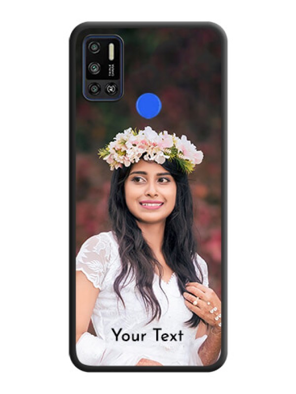 Custom Full Single Pic Upload With Text On Space Black Personalized Soft Matte Phone Covers -Tecno Spark 6 Air
