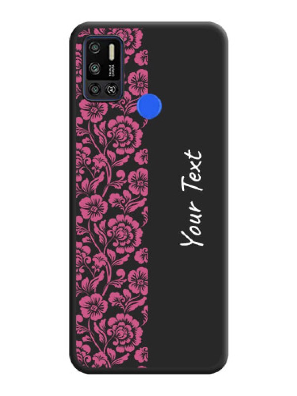 Custom Pink Floral Pattern Design With Custom Text On Space Black Personalized Soft Matte Phone Covers -Tecno Spark 6 Air